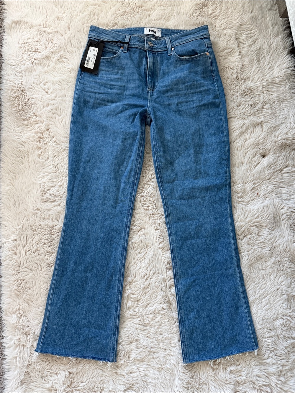 PAIGE Blue Mid-Rise Flare Jeans
